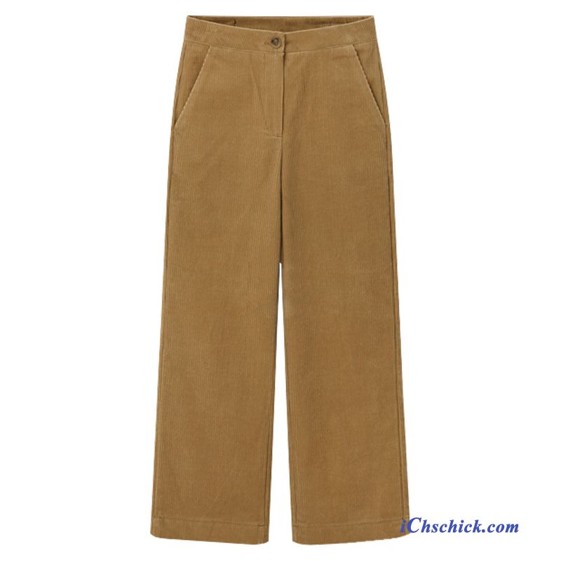 Kurze Damen Hosen Kaffeebraun, Khaki Hose Mit Taschen Kaufen