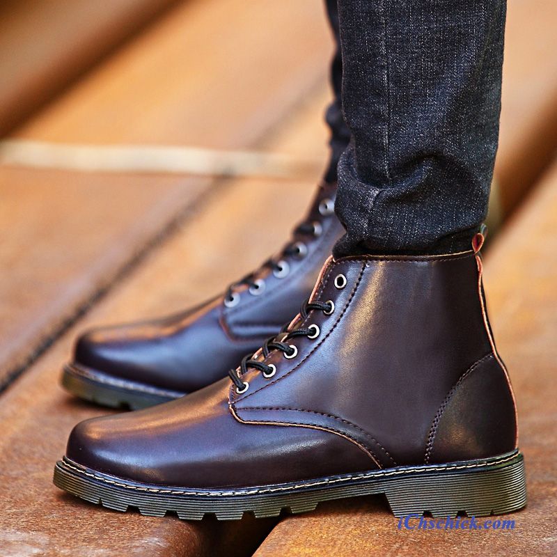 Leder Boots Herren Schwarz, Schnürstiefel Schwarz Herren Billig