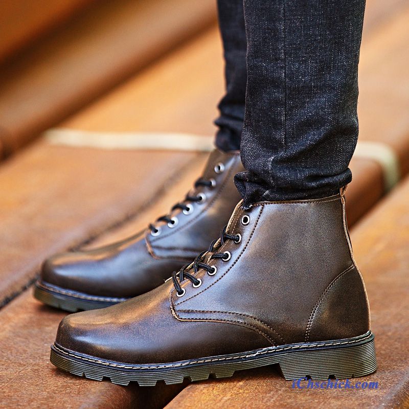 Leder Boots Herren Schwarz, Schnürstiefel Schwarz Herren Billig