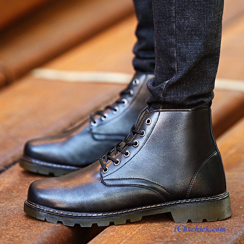 Leder Boots Herren Schwarz, Schnürstiefel Schwarz Herren Billig