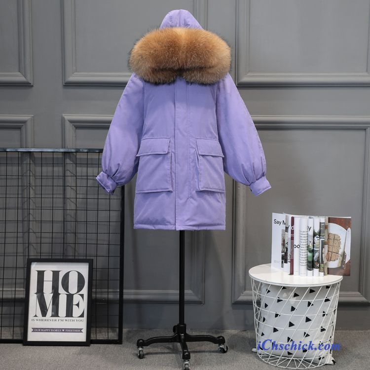 Leichte Daunenjacke Mit Kapuze Violett, Sommer Daunen Steppjacke Damen Günstig