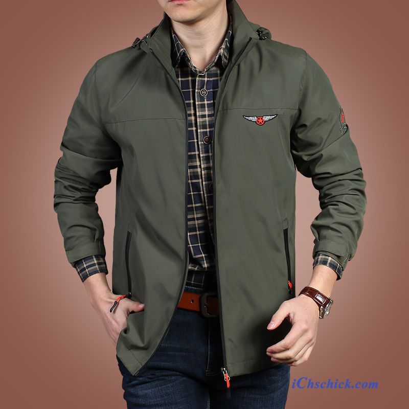 Parka Jacken Herren Mit Fell Farbenreich, Übergangsjacke Herren Khaki Sale