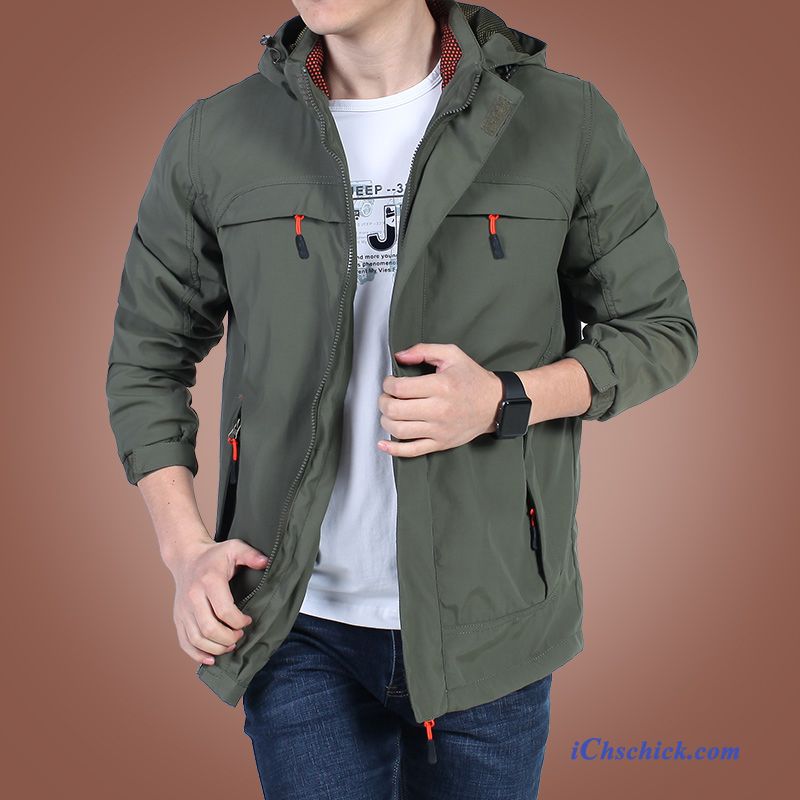 Parka Jacken Herren Mit Fell Farbenreich, Übergangsjacke Herren Khaki Sale