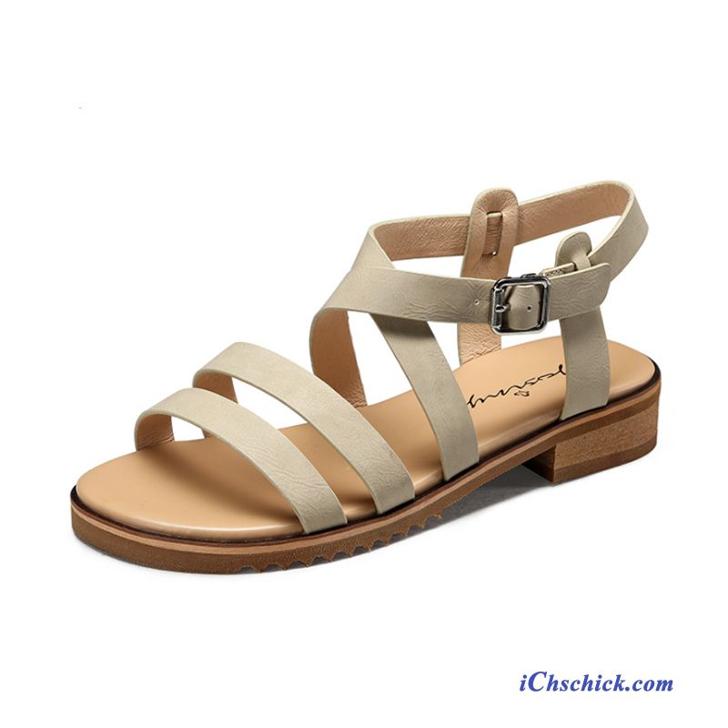 Sandalen Leder Braun Blond, Sandalen Damen Flach Leder Verkaufen