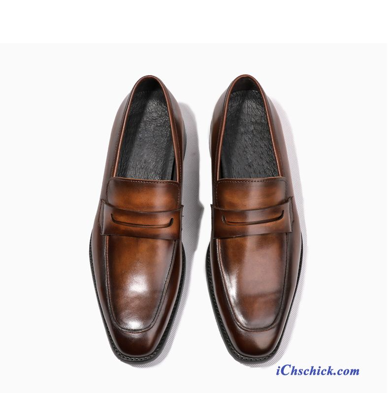 Schuhe Business-schuhe Herbst Halbschuhe British Retro Echtleder Braun Dunkel Verkaufen