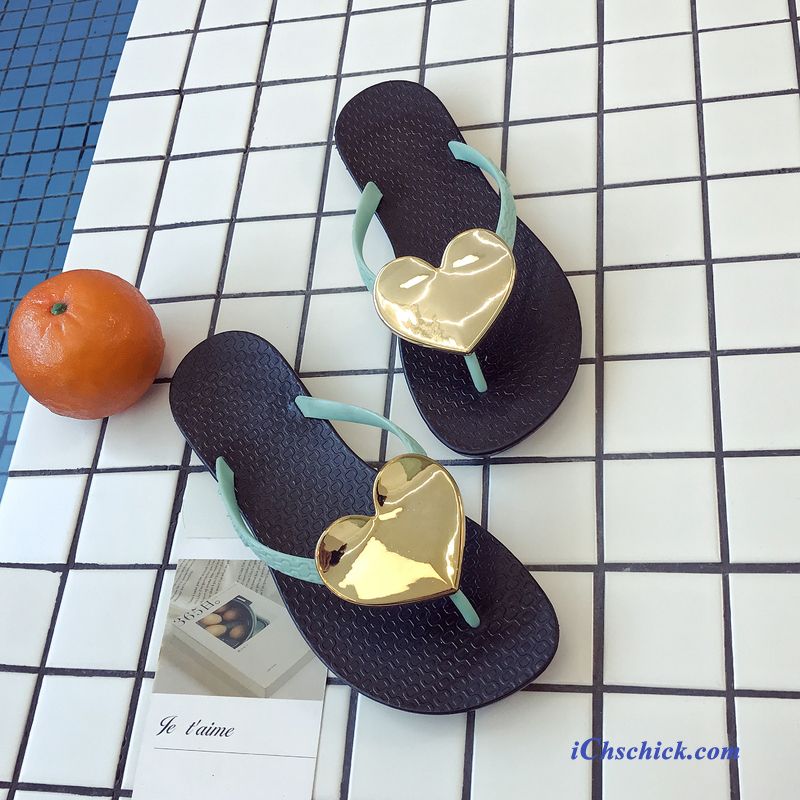 Schuhe Flip Flops Allgleiches Damen Strand Mode Outwear Sandfarben Gold Verkaufen