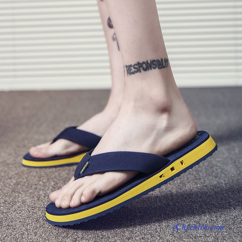 Schuhe Flip Flops Casual Rutschsicher Dicke Sohle Tragen Sommer Grün Sandfarben Billige