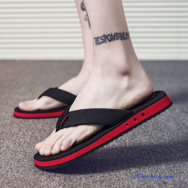 Schuhe Flip Flops Casual Rutschsicher Dicke Sohle Tragen Sommer Grün Sandfarben Billige