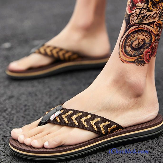 Schuhe Flip Flops Casual Rutschsicher Dicke Sohle Tragen Sommer Grün Sandfarben Billige