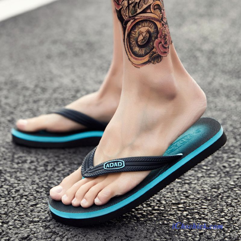 Schuhe Flip Flops Casual Rutschsicher Dicke Sohle Tragen Sommer Grün Sandfarben Billige