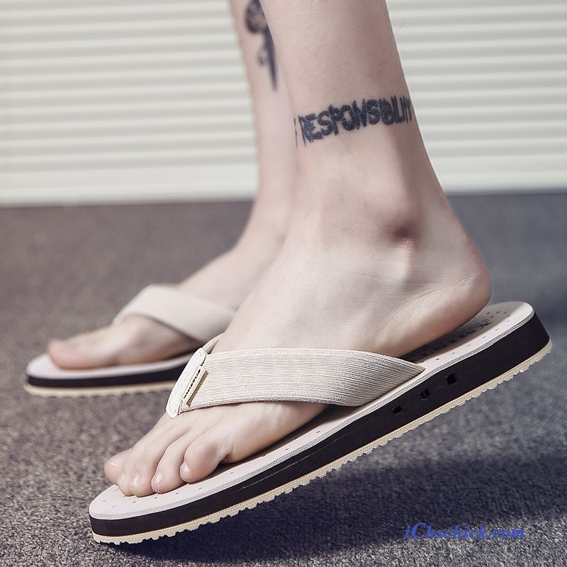 Schuhe Flip Flops Casual Rutschsicher Dicke Sohle Tragen Sommer Grün Sandfarben Billige