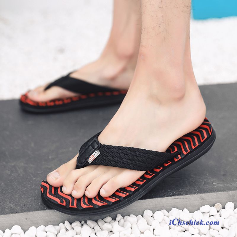 Schuhe Flip Flops Casual Rutschsicher Dicke Sohle Tragen Sommer Grün Sandfarben Billige