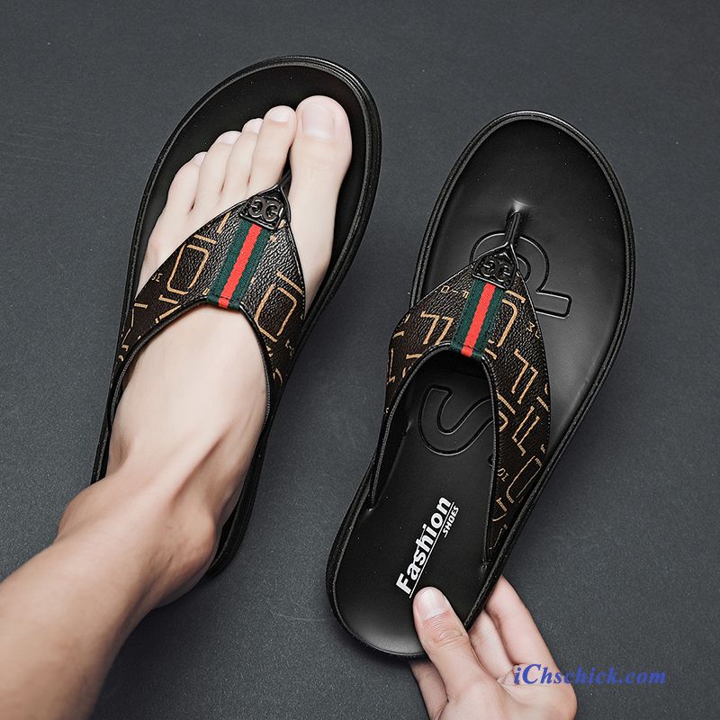 Schuhe Flip Flops Casual Rutschsicher Sommer Sandalen Pantolette Sandfarben Schwarz Billige