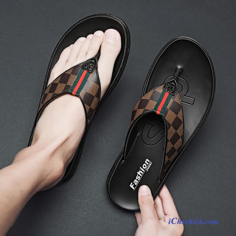 Schuhe Flip Flops Casual Rutschsicher Sommer Sandalen Pantolette Sandfarben Schwarz Billige