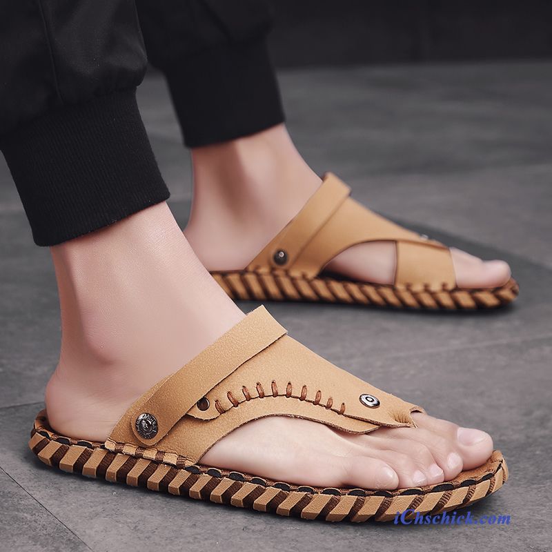 Schuhe Flip Flops Casual Rutschsicher Weiche Sohle Allgleiches Sommer Sandfarben Beige Online