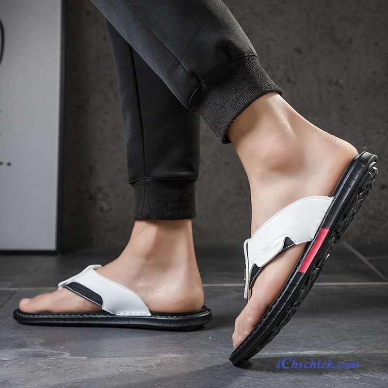 Schuhe Flip Flops Draussen Outwear Trend Pantolette Sommer Sandfarben Weiß Verkaufen