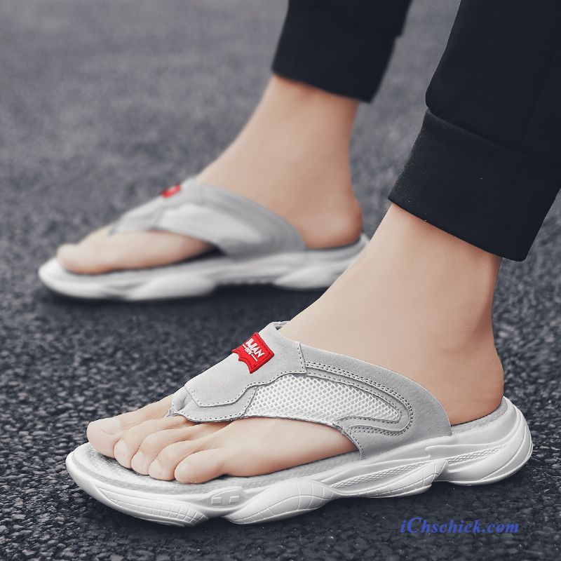 Schuhe Flip Flops Draussen Sommer Outwear Allgleiches Persönlichkeit Sandfarben Grau Billige