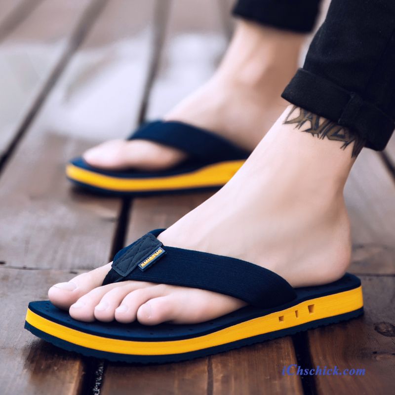 Schuhe Flip Flops Draussen Sommer Rutschsicher Hausschuhe Outwear Grün Sandfarben Discount