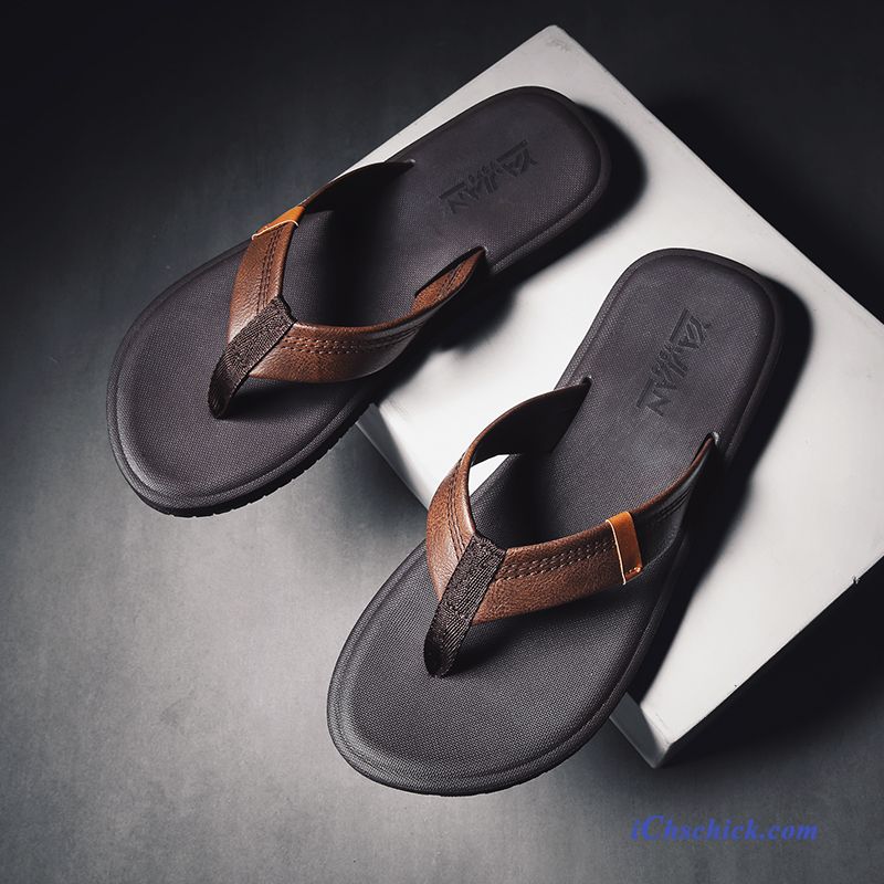 Schuhe Flip Flops Draussen Sommer Rutschsicher Neue Outwear Sandfarben Schwarz Billige