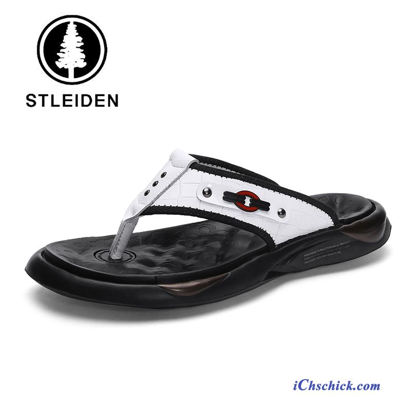 Schuhe Flip Flops Echtleder Jugend Trend Mode Leicht Braun Verkaufen