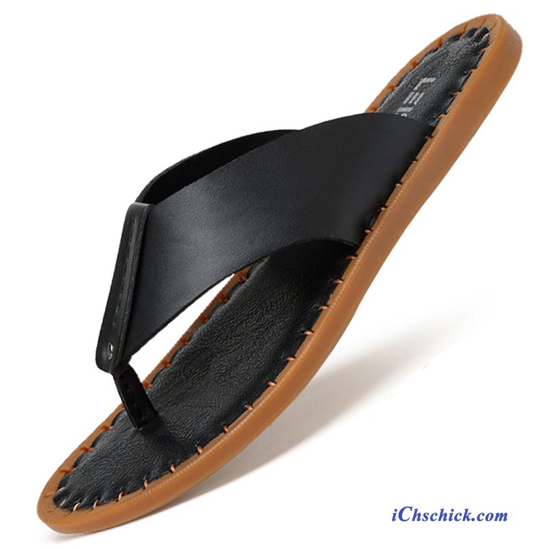 Schuhe Flip Flops Echtleder Oxford Sohle Allgleiches Hausschuhe Oberleder Braun Bestellen