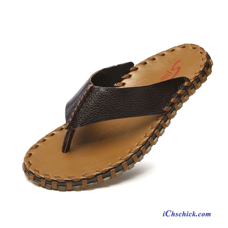 Schuhe Flip Flops Echtleder Oxford Sohle Allgleiches Hausschuhe Oberleder Braun Bestellen