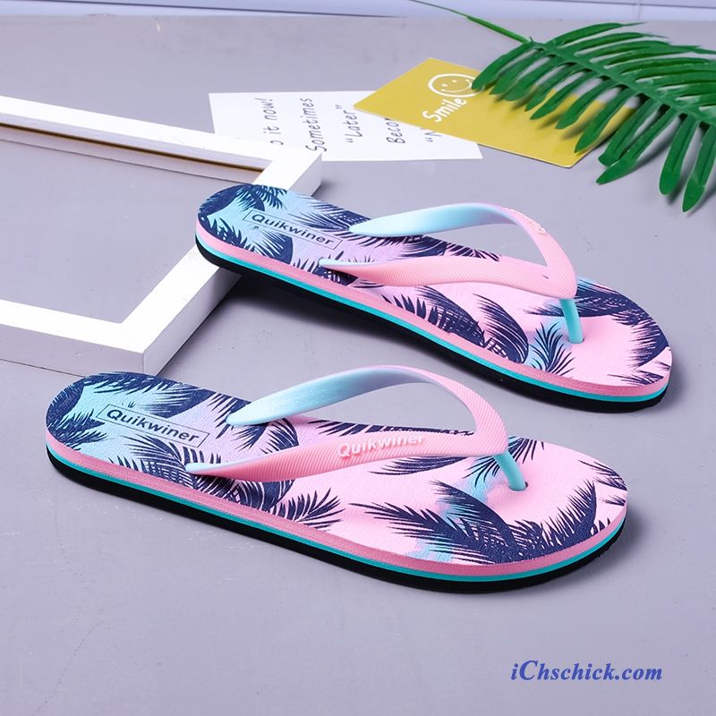 Schuhe Flip Flops Hausschuhe Flache Neue Sommer Outwear Sandfarben Rosa