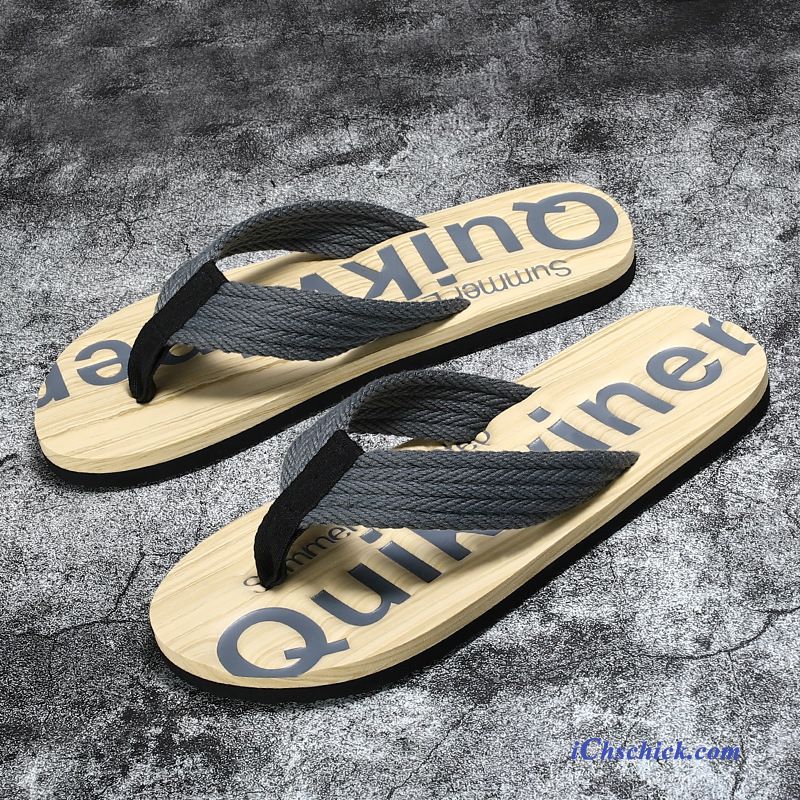 Schuhe Flip Flops Hausschuhe Rutschsicher Neue Mode Persönlichkeit Sandfarben Beige Sale