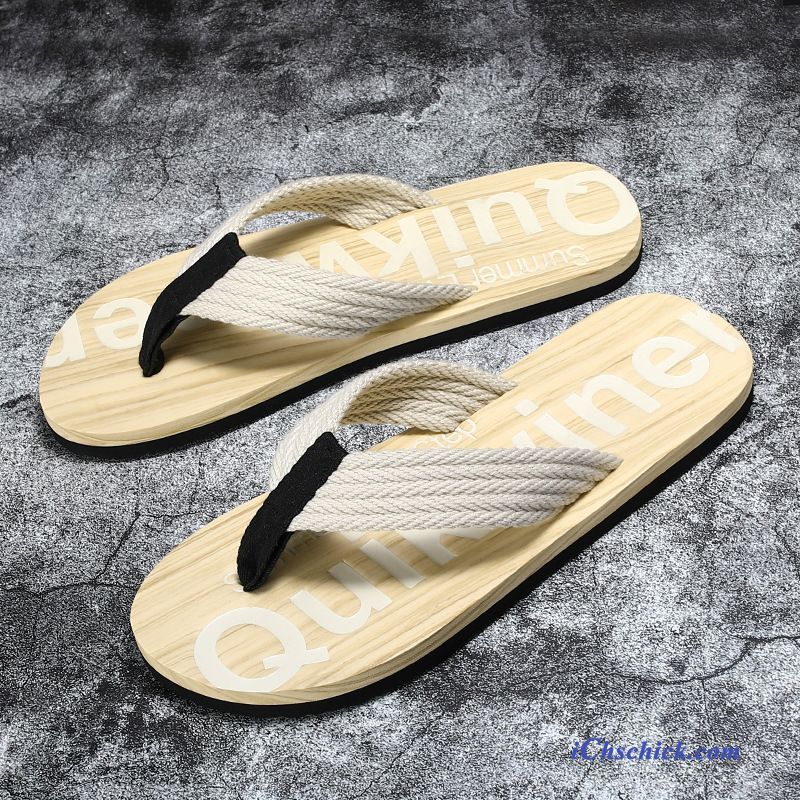 Schuhe Flip Flops Hausschuhe Rutschsicher Neue Mode Persönlichkeit Sandfarben Beige Sale