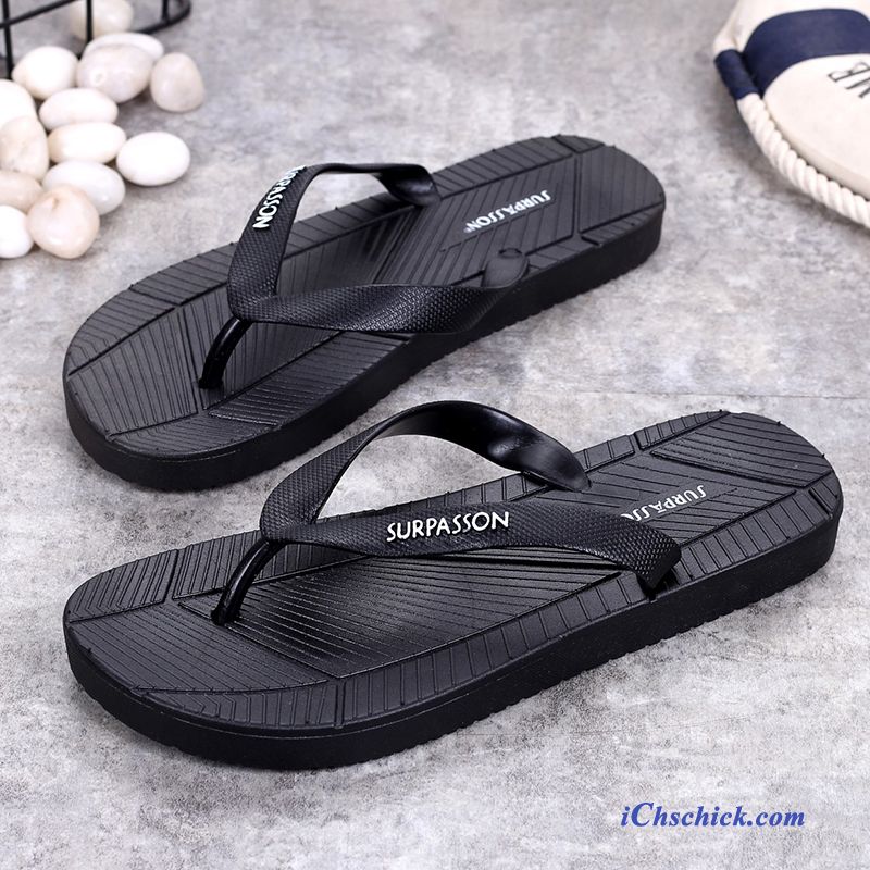 Schuhe Flip Flops Lovers Sommer Outwear Schüler Flache Sandfarben Schwarz Sale