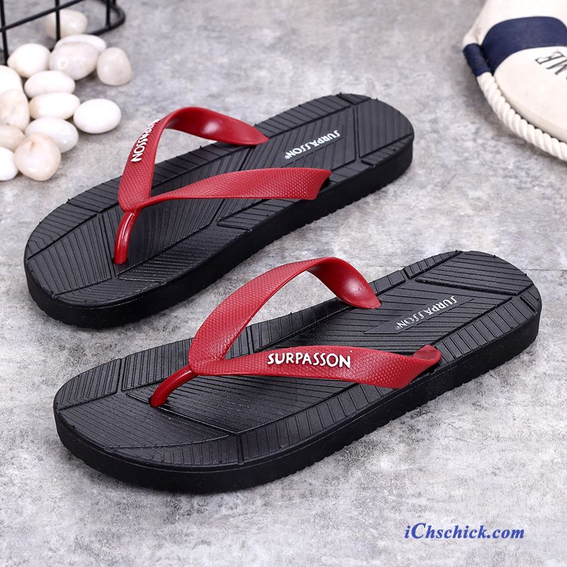 Schuhe Flip Flops Lovers Sommer Outwear Schüler Flache Sandfarben Schwarz Sale