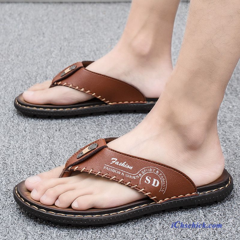 Schuhe Flip Flops Mode Neue Pantolette Outwear Casual Dunkelblau Billige