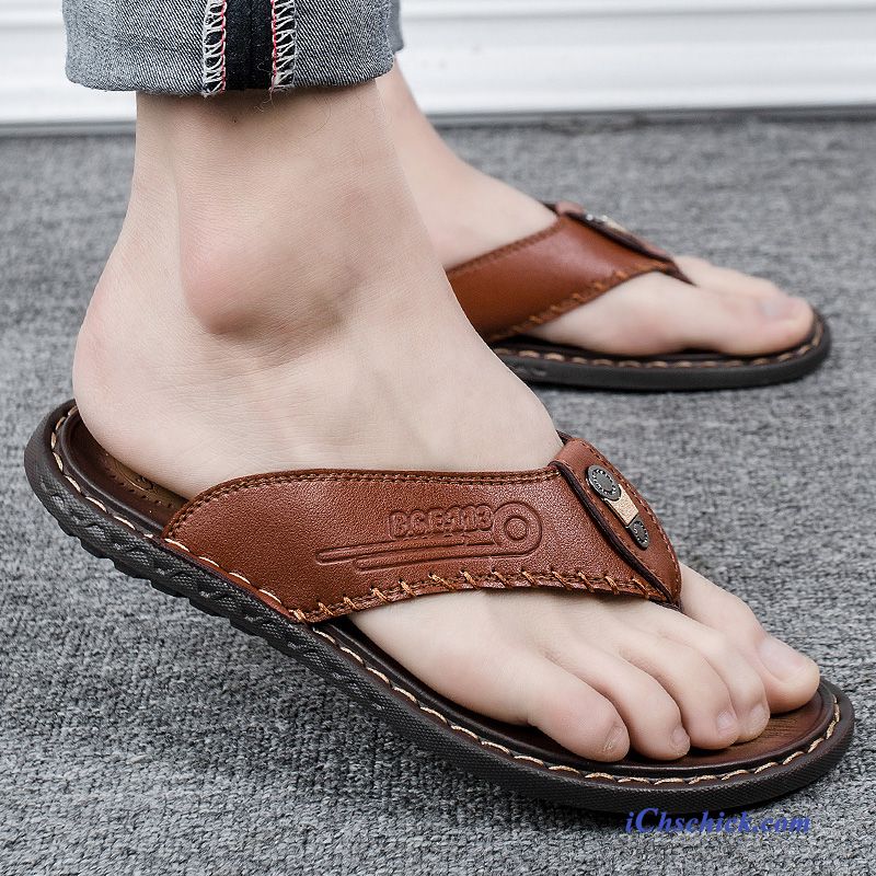 Schuhe Flip Flops Mode Neue Pantolette Outwear Casual Dunkelblau Billige