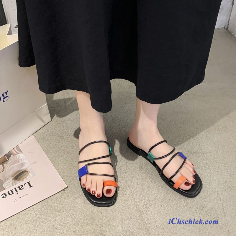 Schuhe Flip Flops Mode Schüler Damen Trend Neue Mischfarben Sandfarben Schwarz Online