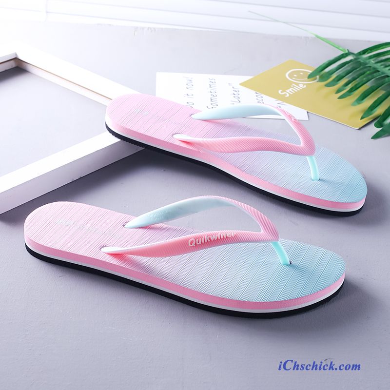 Schuhe Flip Flops Outwear Badezimmer Allgleiches Strand Rutschsicher Sandfarben Schwarz Rot Billig