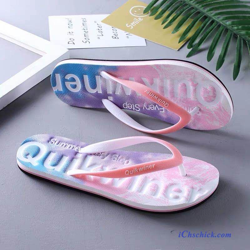 Schuhe Flip Flops Outwear Badezimmer Allgleiches Strand Rutschsicher Sandfarben Schwarz Rot Billig