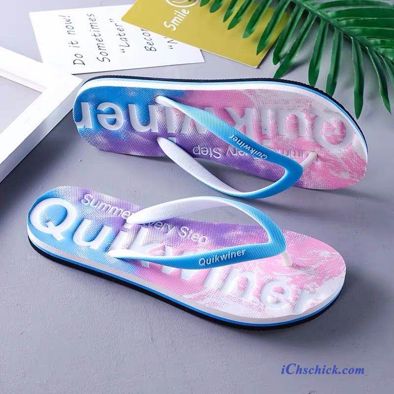 Schuhe Flip Flops Outwear Badezimmer Allgleiches Strand Rutschsicher Sandfarben Schwarz Rot Billig