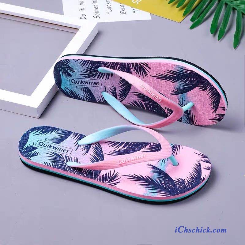 Schuhe Flip Flops Outwear Badezimmer Allgleiches Strand Rutschsicher Sandfarben Schwarz Rot Billig