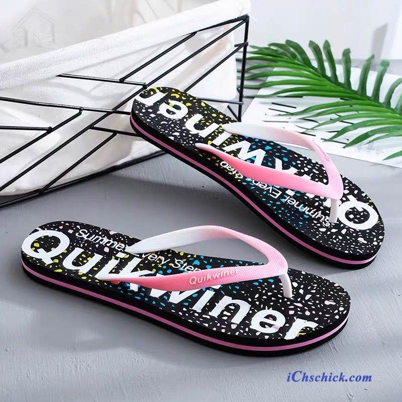 Schuhe Flip Flops Outwear Badezimmer Allgleiches Strand Rutschsicher Sandfarben Schwarz Rot Billig