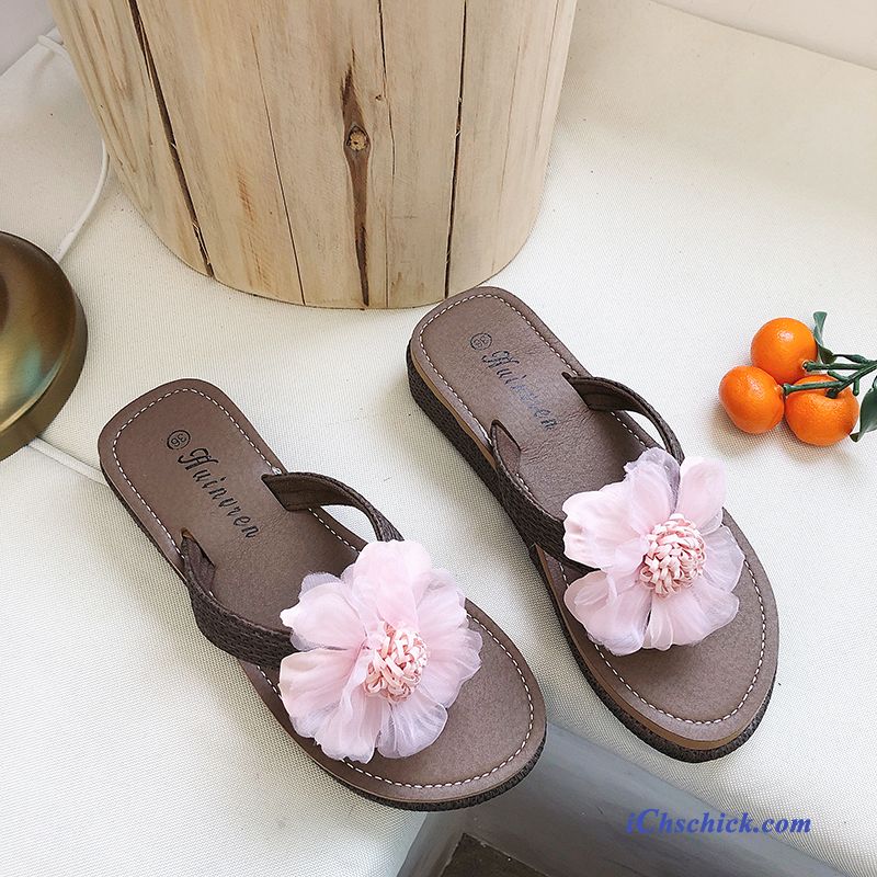 Schuhe Flip Flops Outwear Rutschsicher Hausschuhe Sommer Neue Sandfarben Rot Online