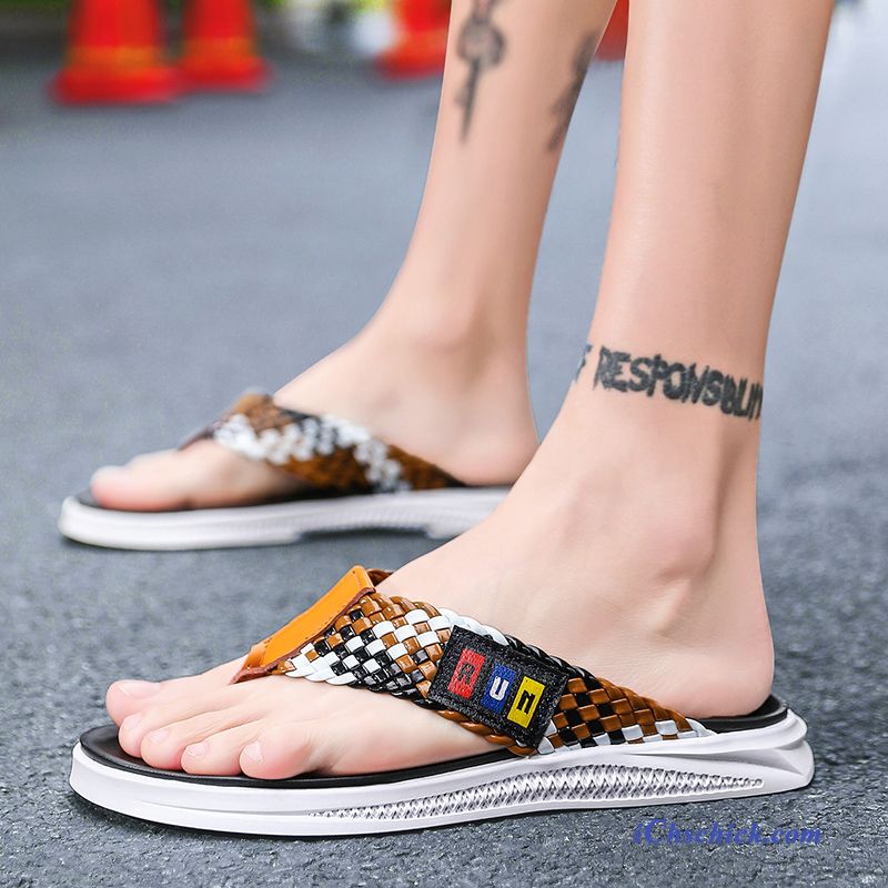 Schuhe Flip Flops Persönlichkeit Draussen Mesh Outwear Sommer Sandfarben Schwarz Rot Verkaufen