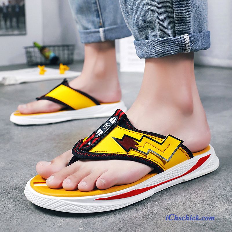 Schuhe Flip Flops Persönlichkeit Pantolette Sommer Trend Rutschsicher Gelb Rot Kaufen
