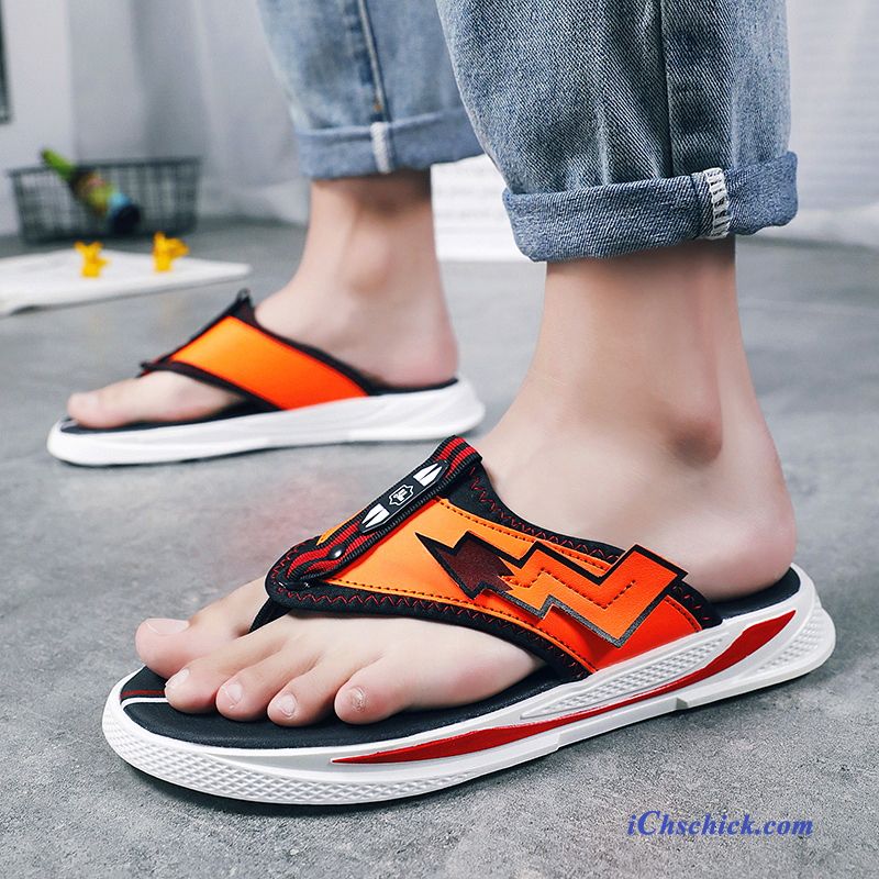 Schuhe Flip Flops Persönlichkeit Pantolette Sommer Trend Rutschsicher Gelb Rot Kaufen