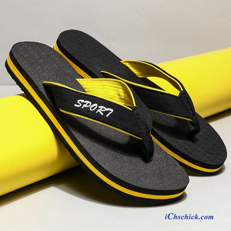 Schuhe Flip Flops Rutschsicher Outwear Sommer Trend Neue Sandfarben Schwarz Verkaufen