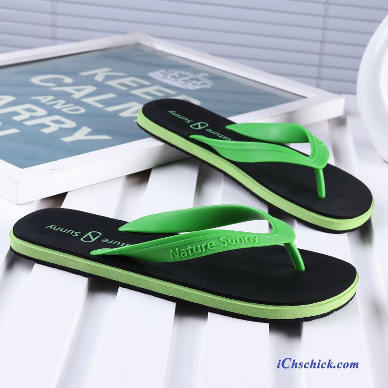 Schuhe Flip Flops Rutschsicher Ultra Casual Weiche Sohle Sommer Grün Sandfarben Bestellen