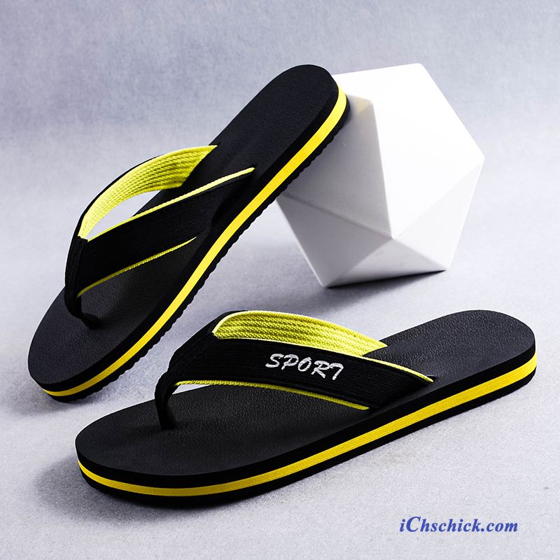 Schuhe Flip Flops Sandalen Neue Tragen Mode Persönlichkeit Sandfarben Schwarz Sale