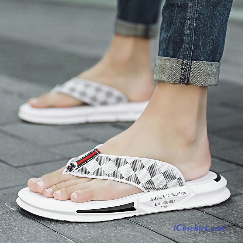 Schuhe Flip Flops Sandalen Sommer Neue Trend Draussen Sandfarben Weiß Günstig