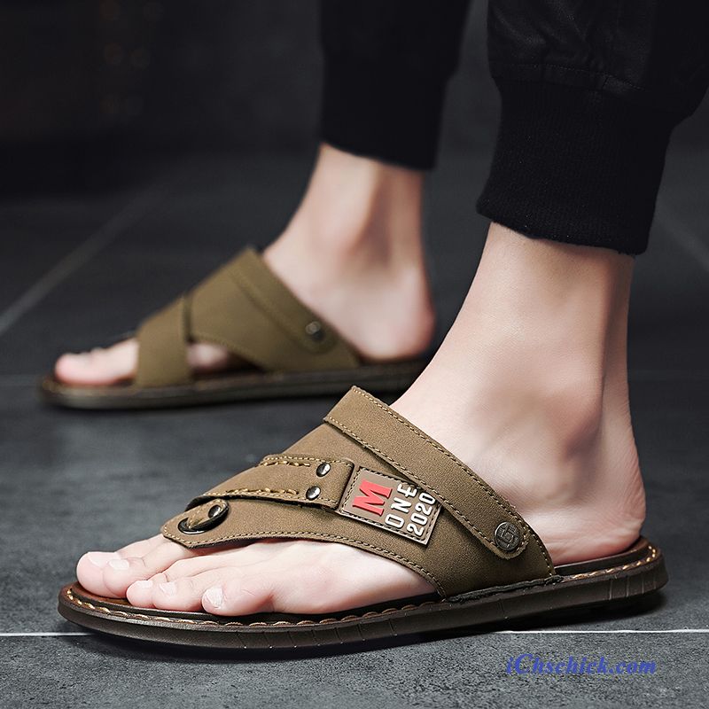 Schuhe Flip Flops Sandalen Trend Neue Mode Outwear Sandfarben Braun Sale