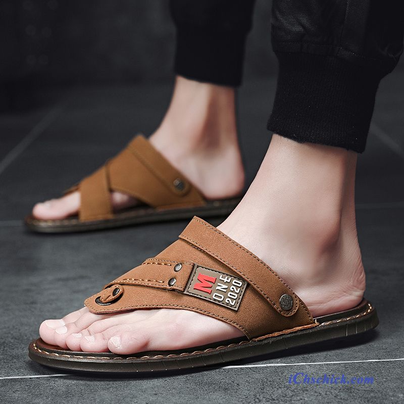 Schuhe Flip Flops Sandalen Trend Neue Mode Outwear Sandfarben Braun Sale