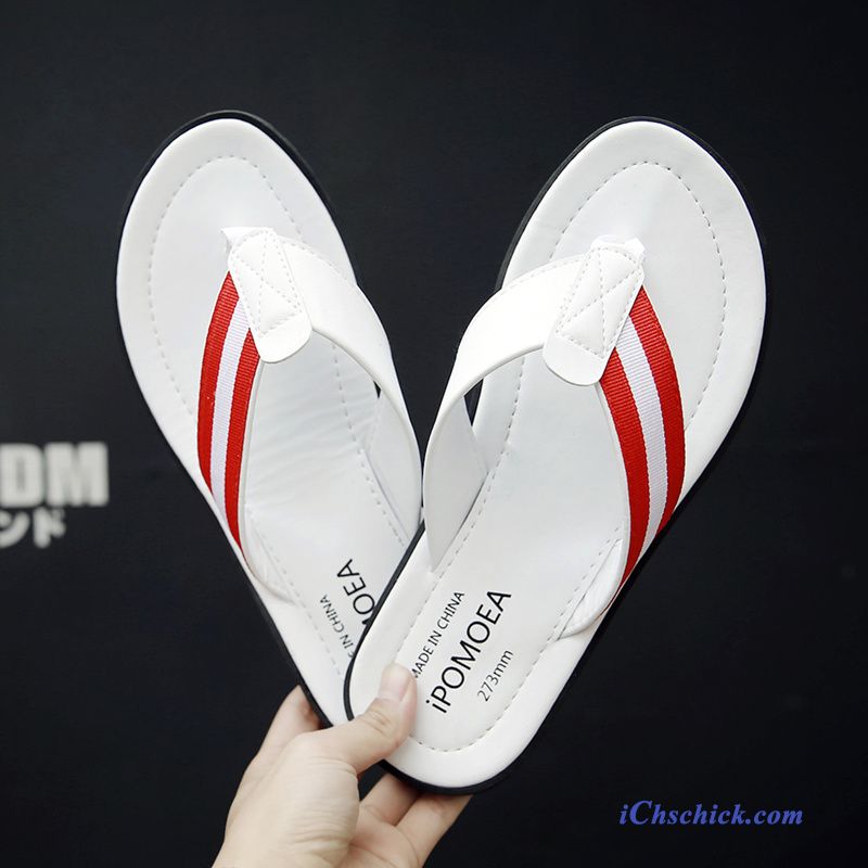 Schuhe Flip Flops Sommer Draussen Outwear Persönlichkeit Hausschuhe Sandfarben Weiß Discount